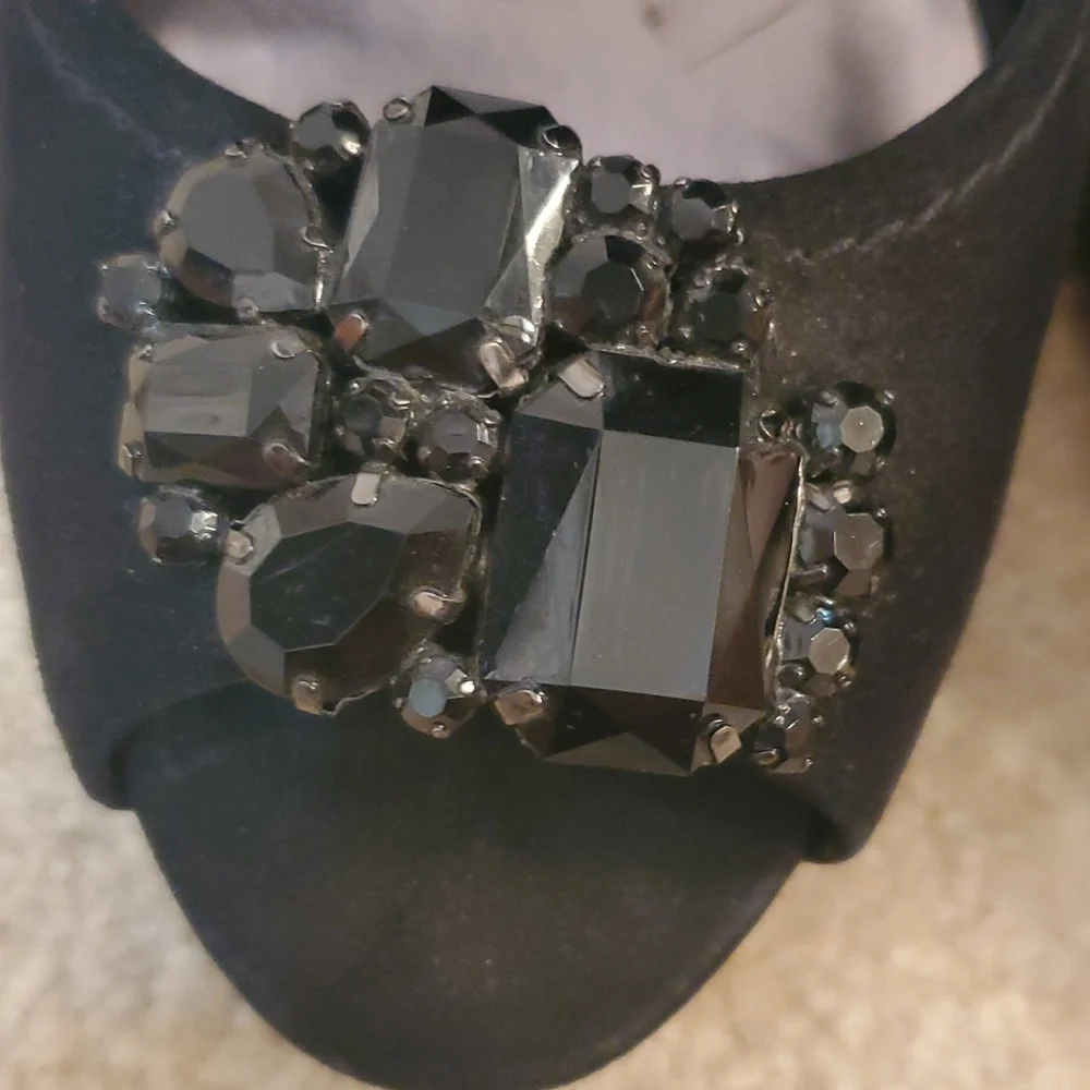 Jessica Simpson black peep toe black heels with bling. Size 9